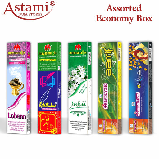 Mayasmatic Loban, Kobithakur, Juhii, Aarrif, Chandrakala Eco Box Pack of 5 Astami Puja Store SMJ Venture Pvt Ltd