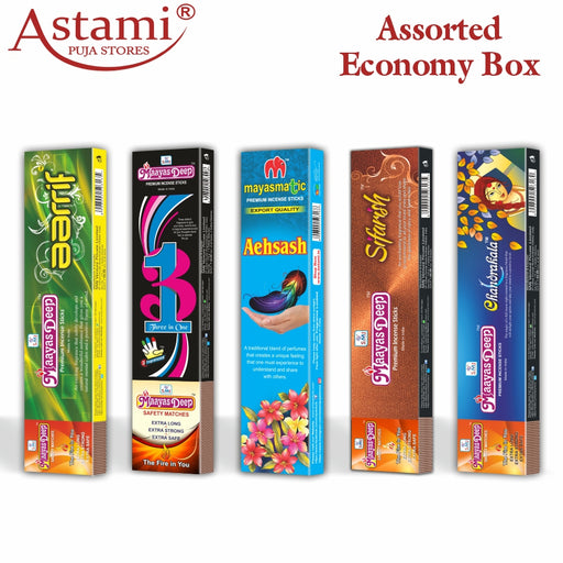 Mayasmatic 3 in 1, Chandrakala, Aarrif, Sifarish & Aehsaash Incense Sticks Economy Pack of 5 Box Astami Puja Store SMJ Venture Pvt Ltd Kolkata