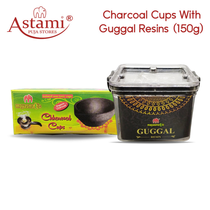 Organic Charcoal Cups with Natural Guggal Resins | Sambrani Cups for Pooja & Multipurpose Use