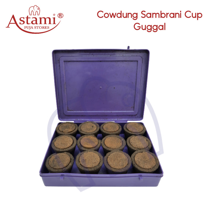 Mayasmatic Guggal Cowdung Sambrani Cups Pack of 12 dhoop Cups for Home Pooja | Natural Herbal Instant Sambrani Cups | Guggal Sambrani Dhoop Cups