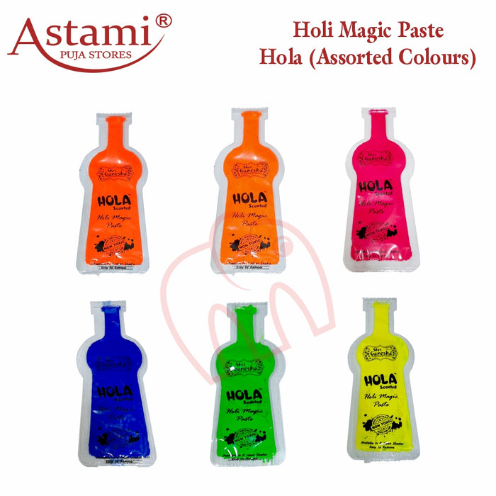 Shri Ganesha Holi Celebration -  6 Colours Non-Toxic Hola Scented Holi Magic Paste Liquid Colours