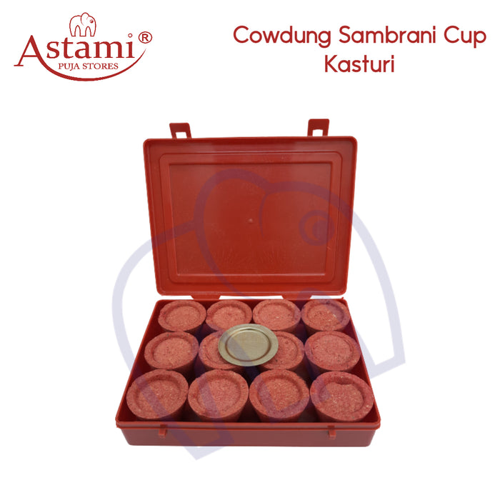 Mayasmatic Kasturi (Musk) Cowdung Sambrani Cup Pack of 12 Cups | Sambrani Dhoop Cups for Puja, Home, Office Use | Musk Sambrani Cups Original