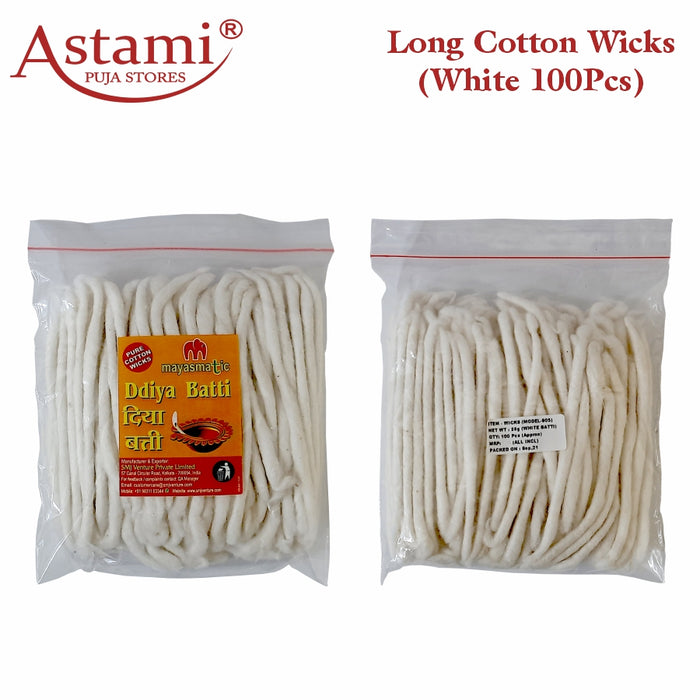 Long Cotton Wicks (Diya Batti) Puja Cotton Wicks Pack Of 5 Packet