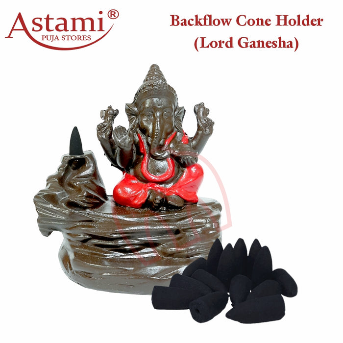 Lord Ganesha Backflow Incense Burner with Sandal Backflow Incense Cone for Home Decor | Murti of Ganesh | A Perfect Gift Combo