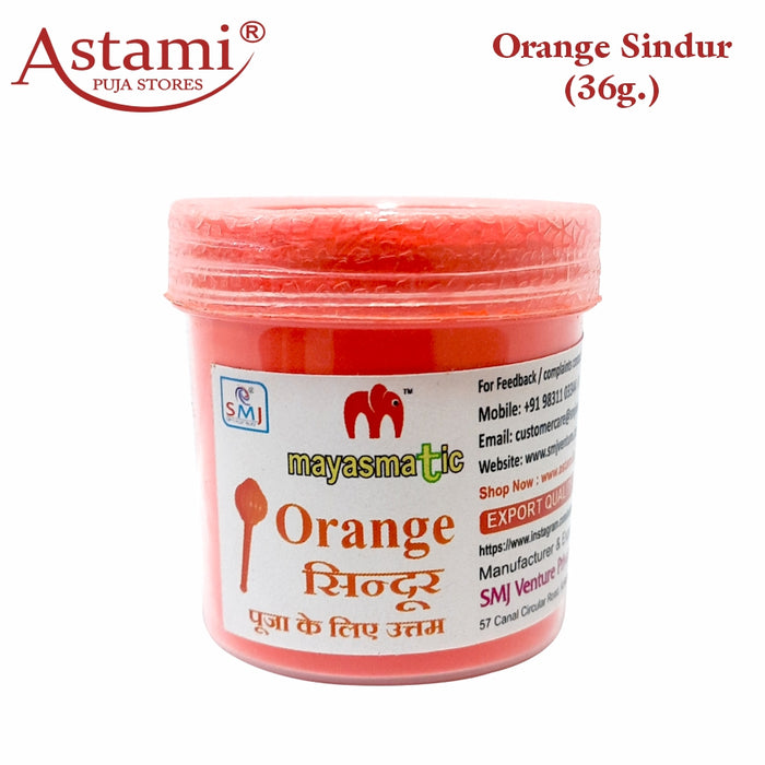 Mayasmatic Pure & Natural Orange Sindoor | Orange Sindoor for Hanuman Puja | 100% Chemical Free, All Natural, No Lead, No Mercury, No Parabens, Water Resistant | Pack of 1, 36g Jar