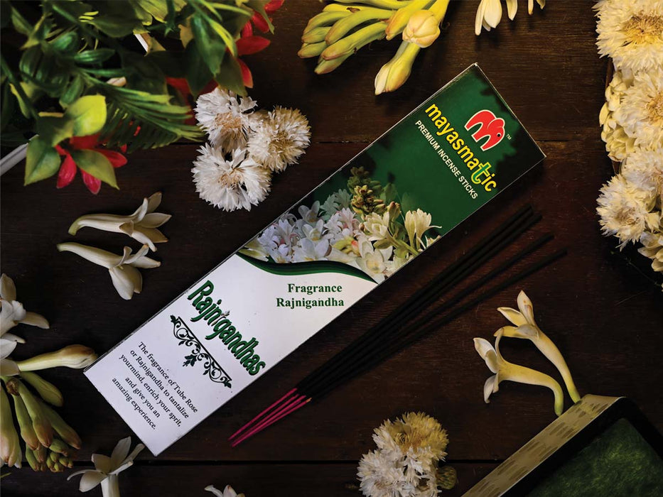 Mayasmatic Pure Rajanigandha Fragrance Scented Agarbatti Pack of 2 Dozen 24 Boxes | Premium Incense Sticks for Home, Temple ,Worship, Pooja Meditational Spirituality Religious Purposes