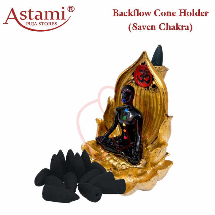 Amazing Gift Combo Offer Pack | Seven Chakra Backflow Smoke Incense Burner With lavender Backflow Cone | Attractive & Stunning Showpiece Statue Idol