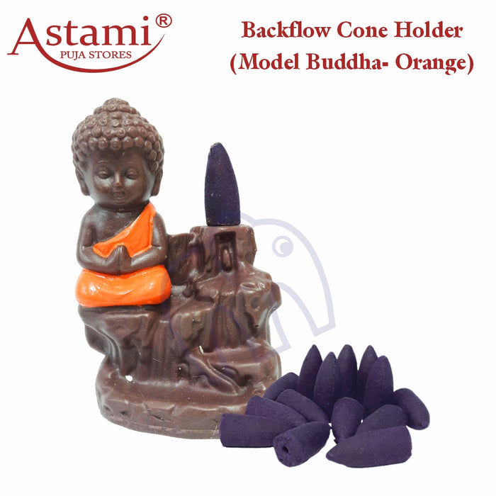 Attractive Design Buddha Backflow Smoke Cone Incense Holder With Rose fragrances Back Flow Cone | Decorative Showpiece for Gift