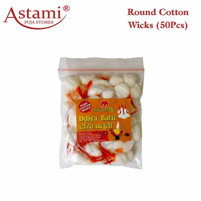 Mayasmatic Diya Batti Cotton Wicks Round Orange 50 Pcs Astami Puja Store SMJ Venture Pvt Ltd Kolkata