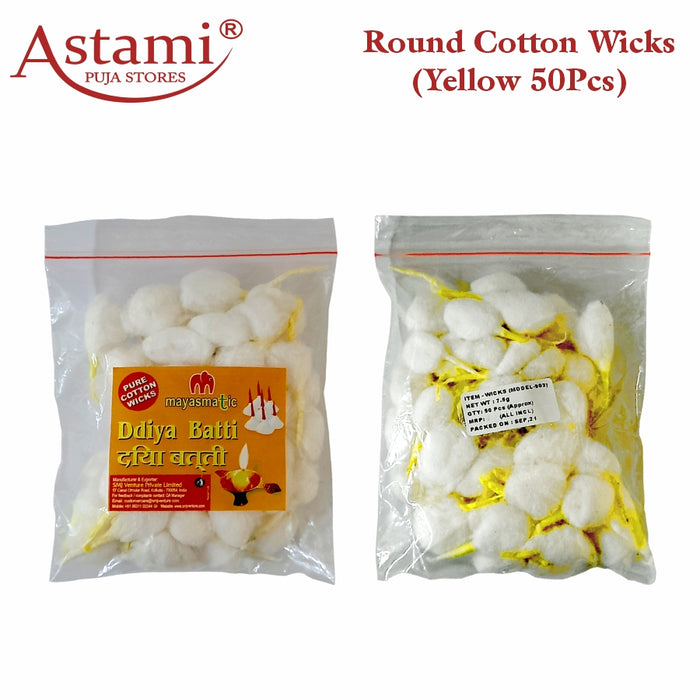 Round Yellow Cotton Wicks (Yellow 50Pcs) Astami Puja Store SMJ Venture Pvt Ltd Kolkata