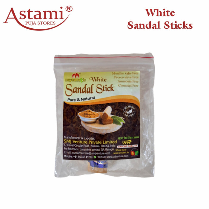 Mayasmatic Natural Royal White Sandalwood Sticks Scented Processed Natural Chandan | Wood Lakdi for Pooja, Tilak, Havan & Beauty (15-25 Grams)