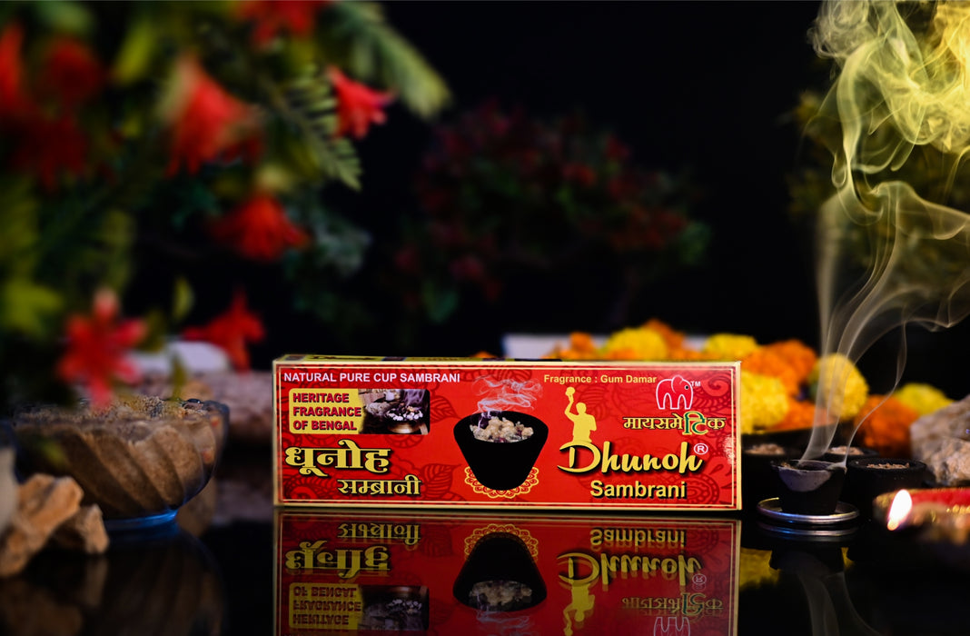 Mayasmatic Dhuna Sambrani Dhoop Cups Pack of 5 with Burner Plate for Home and Office